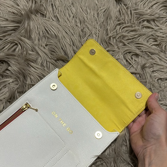 Anthropologie Tech Pouch-Snap Top Organizer-Yellow/White-GUC-A Few Marks - Picture 13 of 16